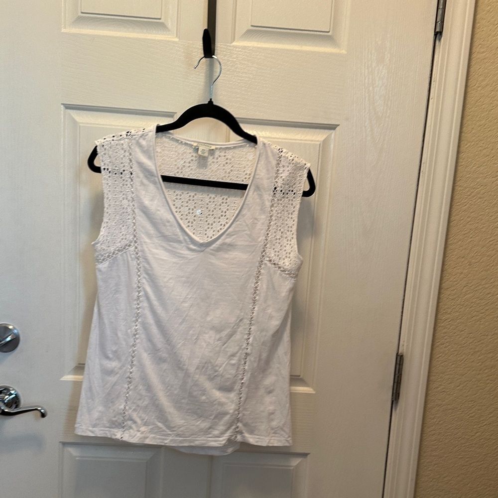 Sundance White Eyelet Tank Top